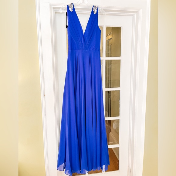 NWT Royal Blue Dress | Jewel V Neck Long Dresses Sleeveless Semi Formal New Maxi - Picture 2 of 2
